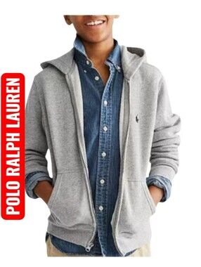 Polo by Ralph Lauren Kids Light Gray Zip-Up Hoodie Size Medium